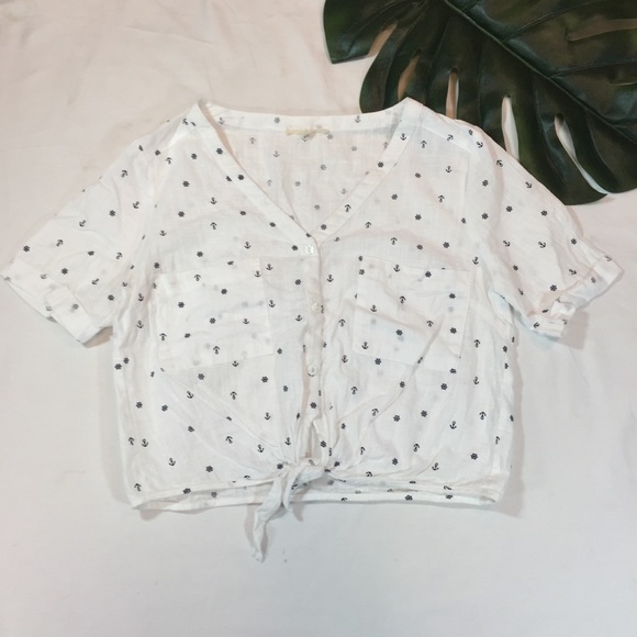Le Lis Tops - LE LIS | white cotton tie-front crop top